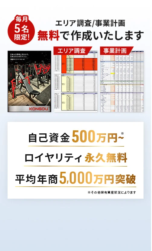 毎月5名限定！エリア調査・事業計画 無料で作成いたします